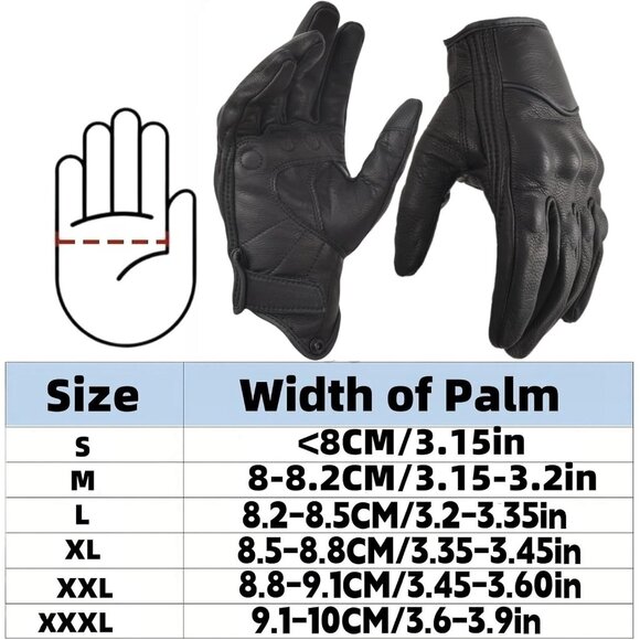 Men's Black Touchscreen Dirt Biker Riding Hunting Motorcycle Leather Gloves - Picture 8 of 8